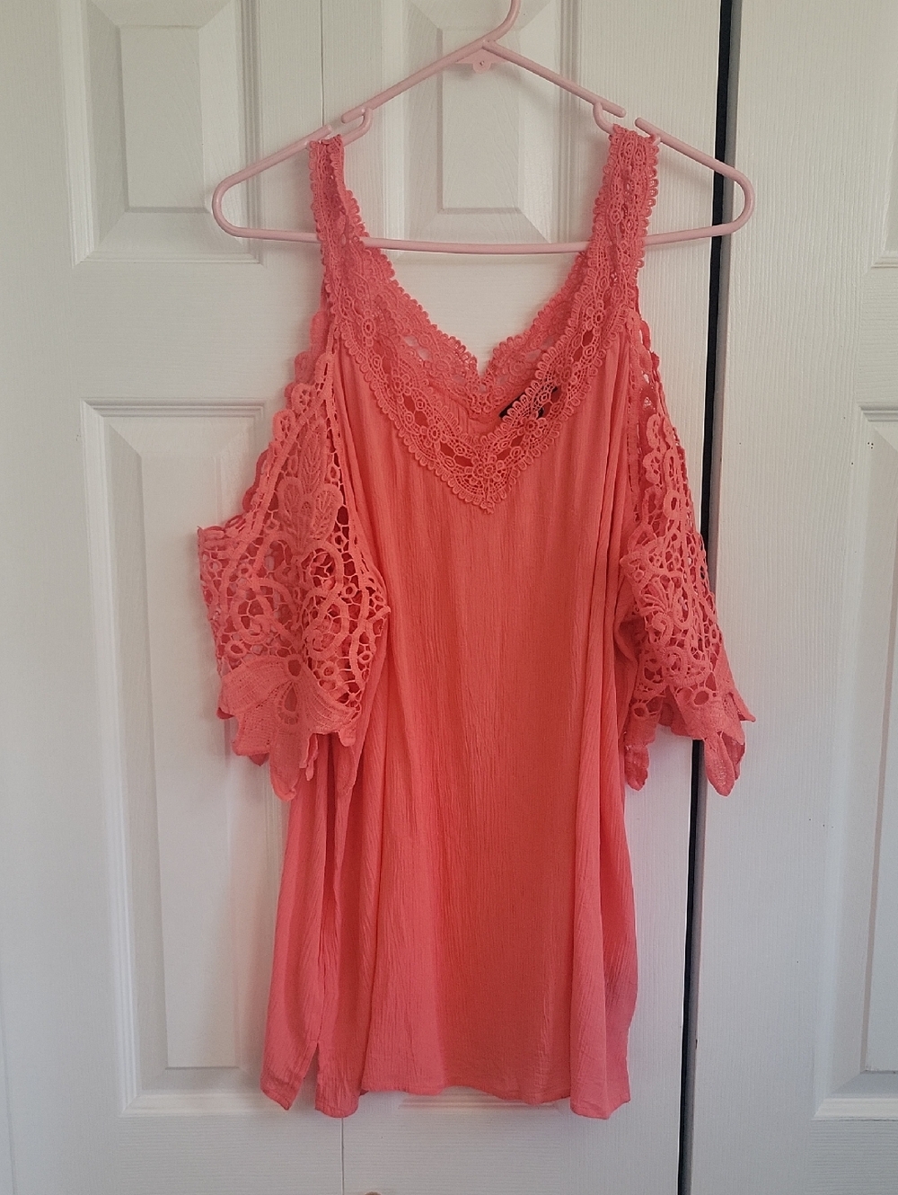 Warehouse Coral Lace Cold-Shoulder Camisole